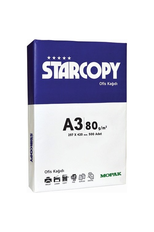 MOPAK A3 FOTOKOPİ KAĞIDI STAR COP"Y 80 GR 1 PAKET 500 ADET