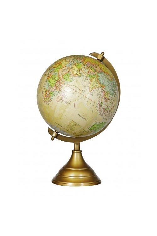 Masaüstü Büyük Dünya Küre GLOBE Eskitme Pirinç Metal Ayaklı 50cm