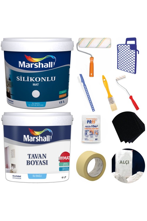 MARSHALL SİLİKONLU MAT Silinebilir İç Cephe Boyası 15LT/23KG+Tava