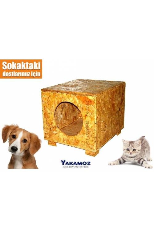 CatMozz XXL yağmura ve soğuğa dayanıklı osb kedi evi 60x40x30 cm