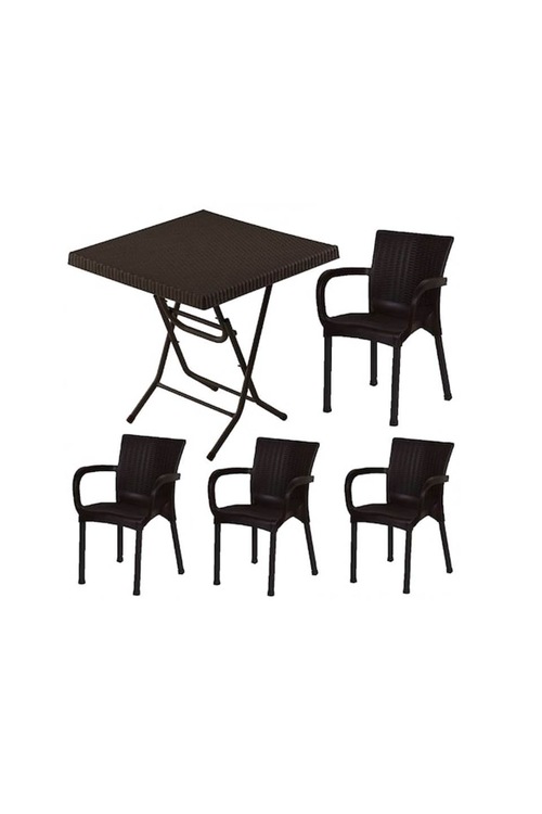 Comfort Rattan Balkon Bahçe Masa Takımı Katlanır Masa+4