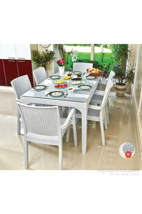 Holiday Rattan 80*40 Camlı Masa 4 Ad Sandalye Fiyatları ve