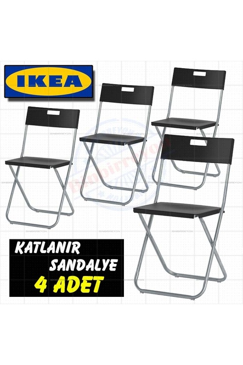 IKEA Sandalye Katlanır Mutfak Sandalyesi 4 Adet Siyah