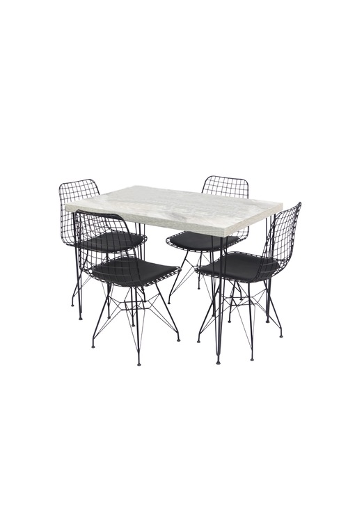 Masa Sandalye Takımı X Masa 4 Adet Tel Sandalye