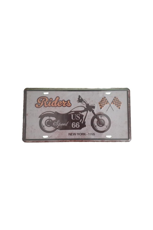 Retro Motosiklet Resimli Riders Kabartma Metal Plaka 15x30 cm