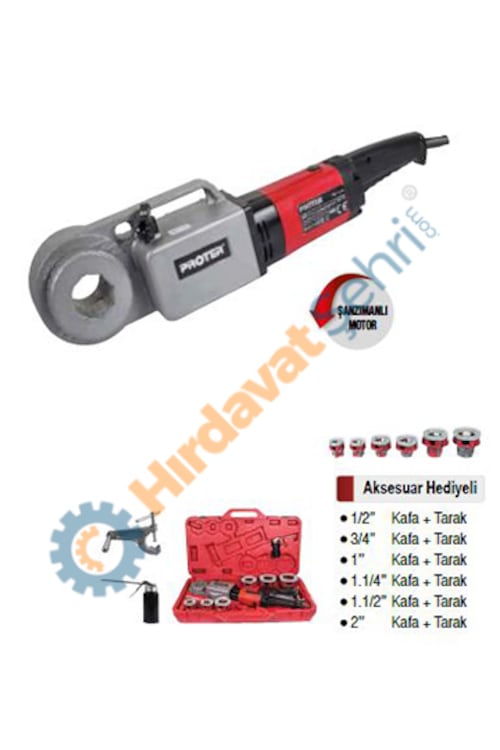 PROTER PR 1520 1/22� ELEKTRİKLİ EL TİPİ PAFTA MAKİNESİ Fiyatları ve