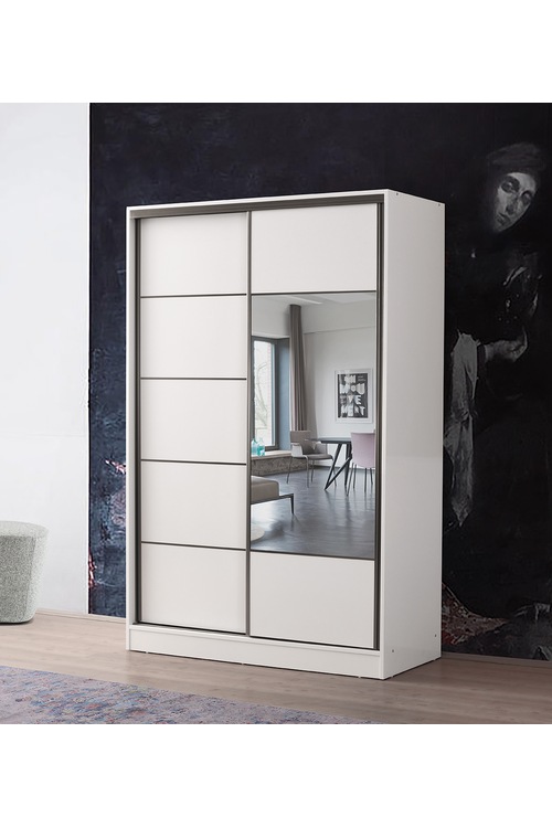 Beenal Venüs Sürgülü Gardırop 135 cm Parlak Beyaz Fiyatları ve