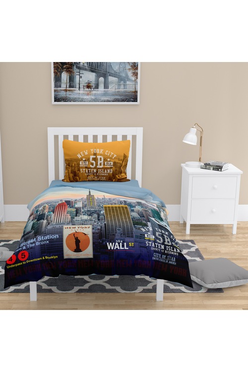MonoHome New York 3D Pamuk Saten Tek Kişilik Nevresim Takımı Fiyatları