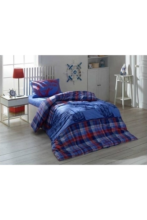 KRİSTAL by TAÇ TEK KİŞİLİK PİKE TAKIMI GEMİLİ ÇAPALI DENİZ