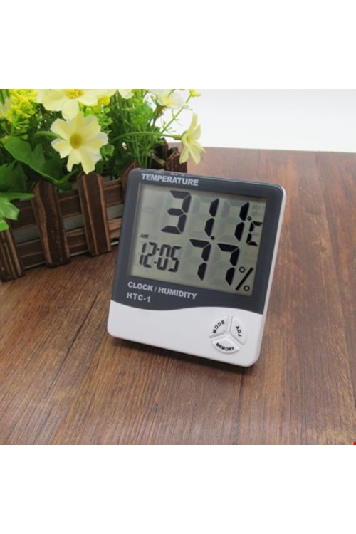 Htc1 Dijital Termometre Sıcaklık Ve Nem Ölçer Masa Saati Alarm