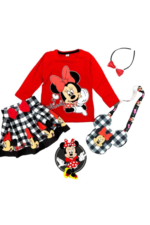 Kız Çocuk Minnie Mouse Elbise Alt Üst Mini Takım Dalgıç Kumaş 2_8