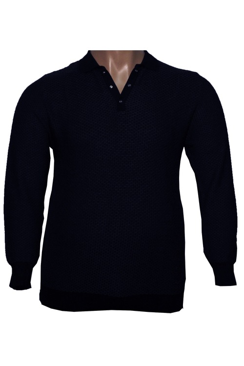 Büyük Beden Polo Yaka Mevsimlik Triko Sweatshirt