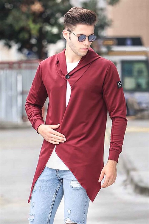 Madmext Bordo Uzun Hırka 2226