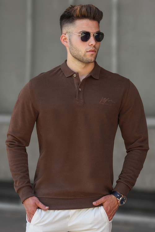 Madmext Kahverengi Polo Yaka Erkek Triko 5153