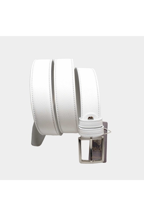 beldekemer MS35050302 Beyaz Erkek Deri Kemer 3.5 cm Eninde