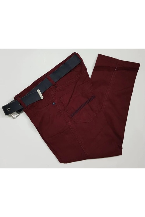 ERKEK ÇOCUK BORDO KETEN PANTOLON