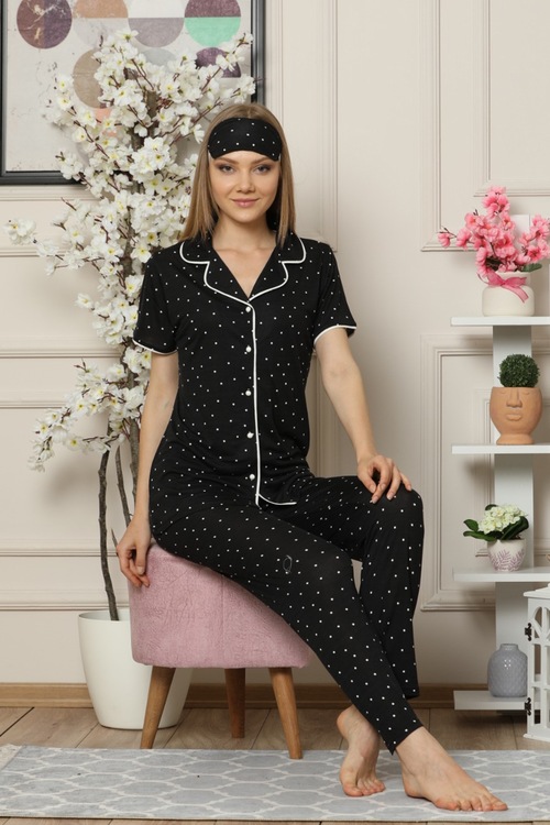 Siyah Puan Viskon Pamuk Onden Dugmeli Kisa Kollu Pijama Takimi Fiyatlari Ve Ozellikleri