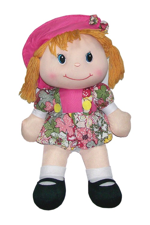 CC Oyuncak Çiçekli Koyu Renkli Elbiseli Bez Bebek