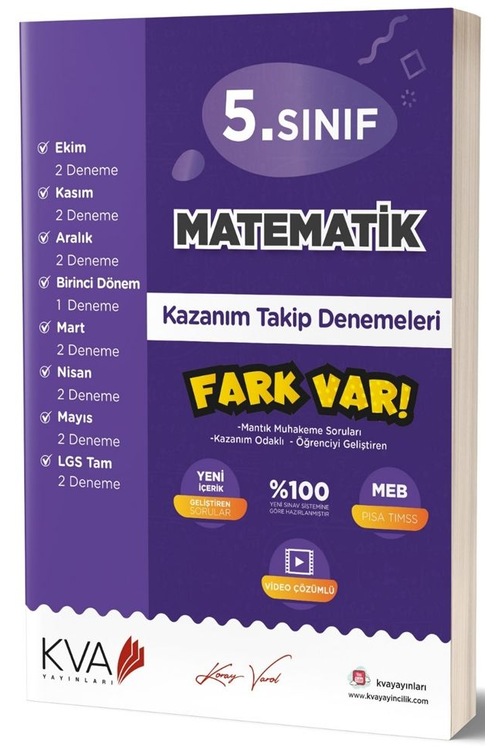 KVA Yayınları 5. Sınıf Matematik Fark Var Kazanım Takip Denemeler