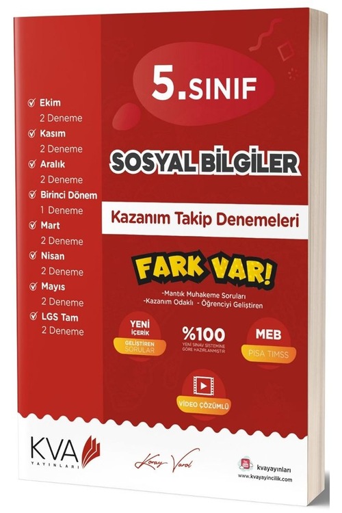 KVA Yayınları 5. Sınıf Sosyal Bilgiler Fark Var Kazanım Takip Den