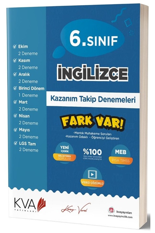 KVA Yayınları 6. Sınıf İngilizce Fark Var Kazanım Takip Denemeler