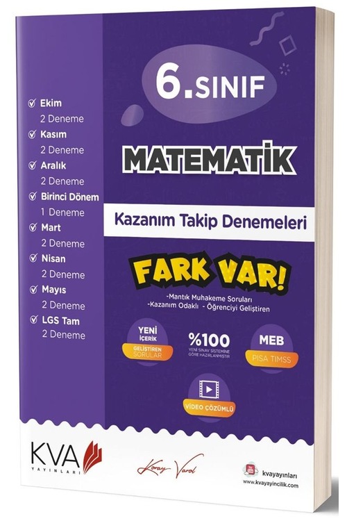 KVA Yayınları 6. Sınıf Matematik Fark Var Kazanım Takip Denemeler