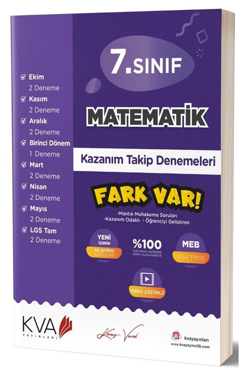 KVA Yayınları 7. Sınıf Matematik Fark Var Kazanım Takip Denemeler