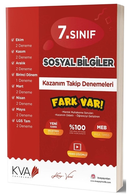 KVA Yayınları 7. Sınıf Sosyal Bilgiler Fark Var Kazanım Takip Den