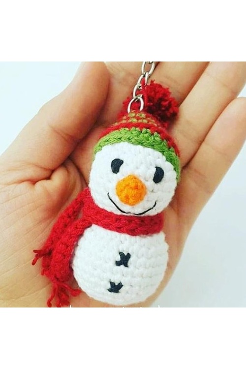 Maskot Örgü Kardan Adam Anahtarlık
