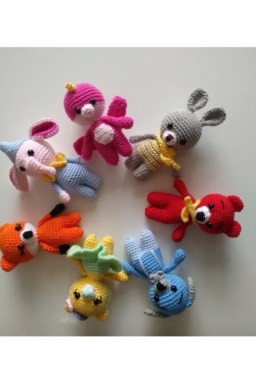 Miniş Maskot Hayvanlar Takımı Amigurumi Organik Oyuncak