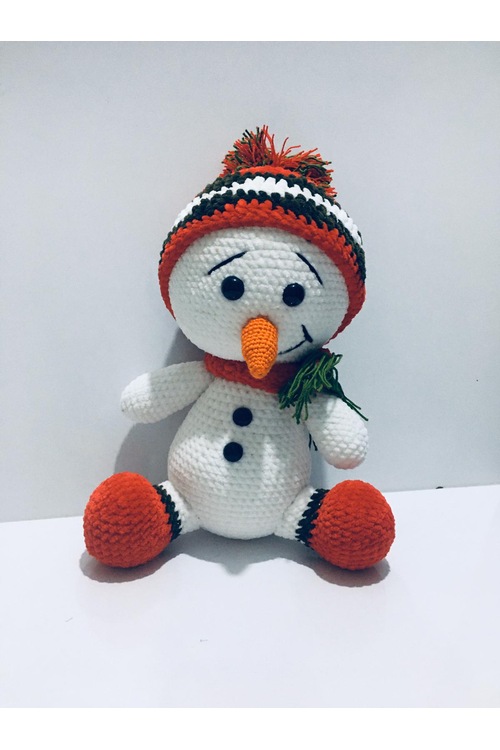 Mutlu Kardan Adam Amigurumi Organik Oyuncak
