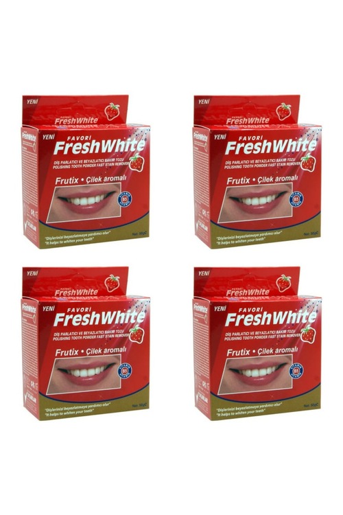 Fresh White Diş Beyazlatıcı Parlatıcı Bakım Tozu 4 Adet Çilekli