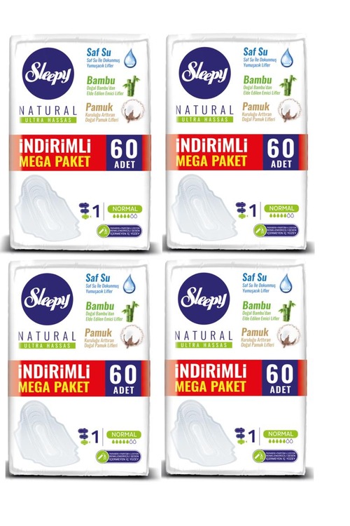 Sleepy Ped Natural Ultra Hassas Normal Mega Paketi 60'lı 4 Paket