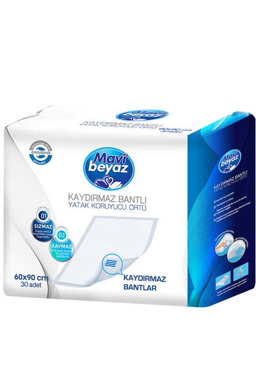 Mavi Beyaz Hasta Altı Bezi Serme Yatak Koruyucu 90x60 30