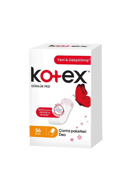 Kotex İnce Günlük Ped 56'lı Parfümlü Çanta Paketleri