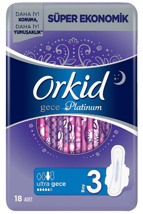 Orkid Hijyenik Ped Ultra Platinum Gece 18 Adet Ped