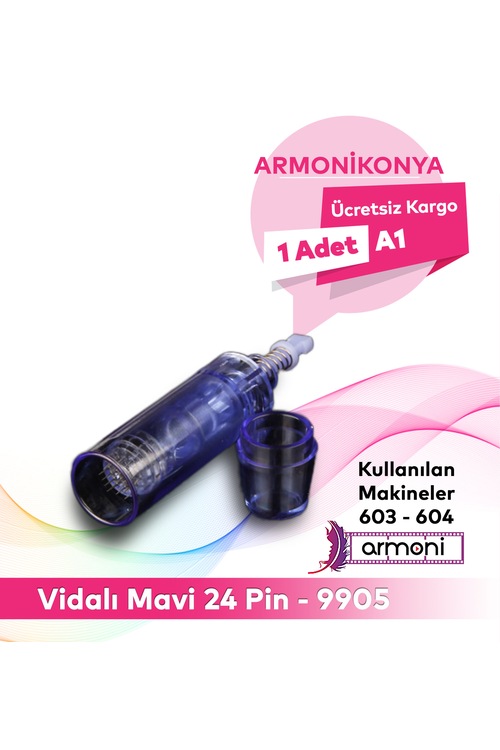 Dermapen iğnesi a1 24 pin , dr.pen a1 vidalı mavi kapaklı iğne 1