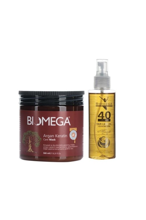 Biomega Argan Keratin Maske 500 ml+40 Bitkili Bakım Yağı 150 ml
