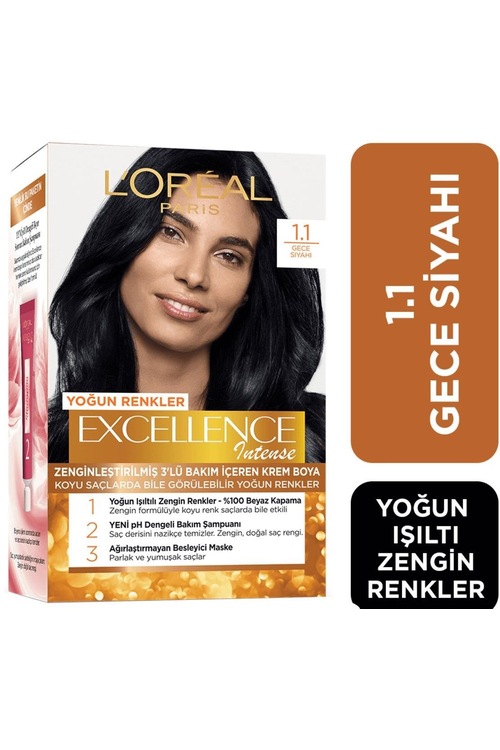 Loreal Excellence Intense Saç Boyası 1.1 Gece Siyahı