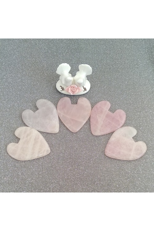 Kalpli Doğal Pembe Kuvars Taşı Gua Sha Yüz Bakımı Vücut Masaj Taş
