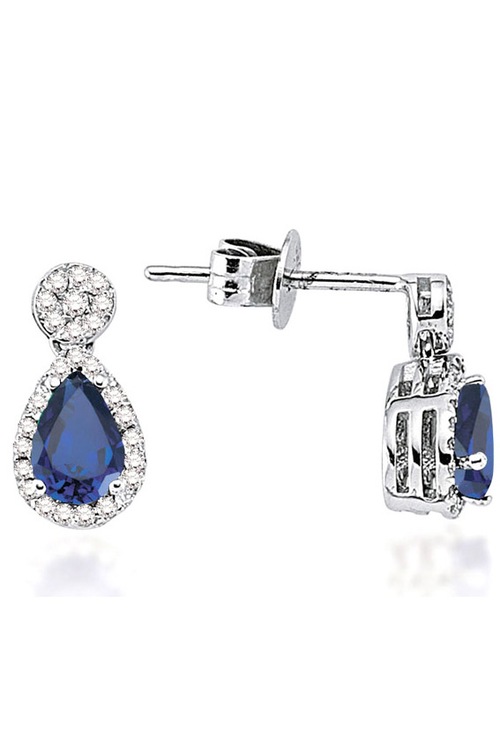 0.56 ct. Pırlanta Safir Küpe PIRLANTAM