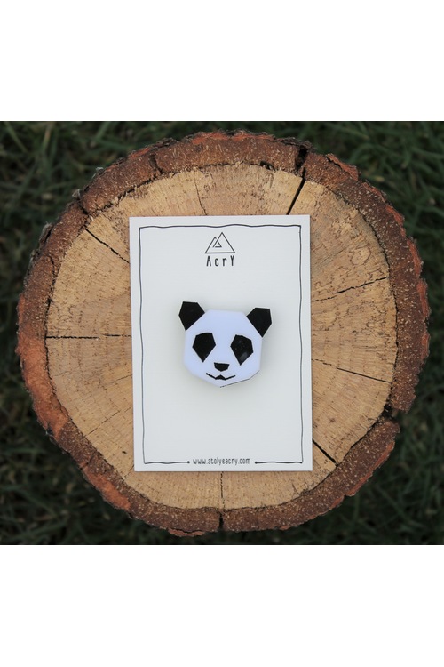 Acry Panda Figürlü Broş