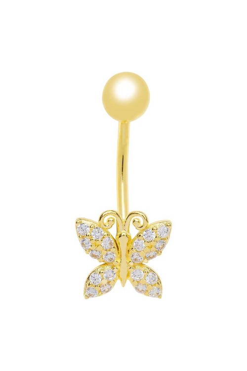 Myra Gold Kelebek Detaylı Taşlı Altın Piercing PG0037