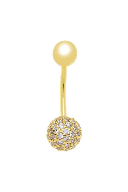 Myra Gold Yarım Top Detaylı Altın Piercing PG0040