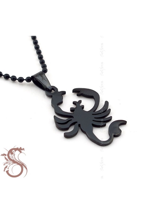 Solfera AKREP SİYAH ÇELİK ERKEK KOLYE ZİNCİR K726