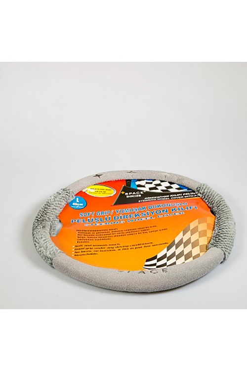 Peluşlu Direksiyon Kılıfı 49cm GRİ
