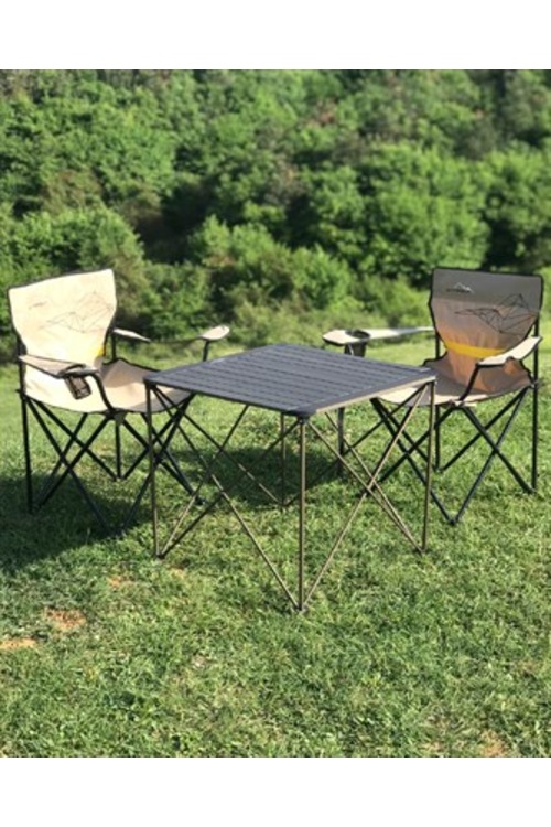 NURGAZ BÜYÜK ALÜMİNYUM KAMP MASA + 2 SANDALYE SET
