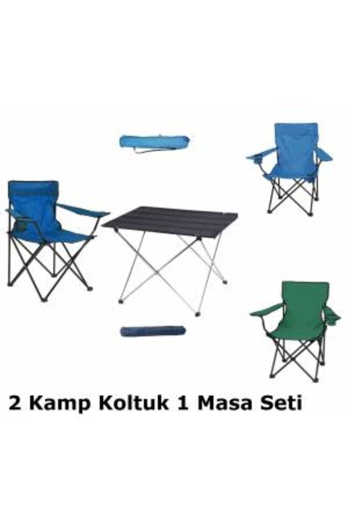 Piknik Kamp Sandalye Masa Seti 3 lü Piknik Set Katlanır