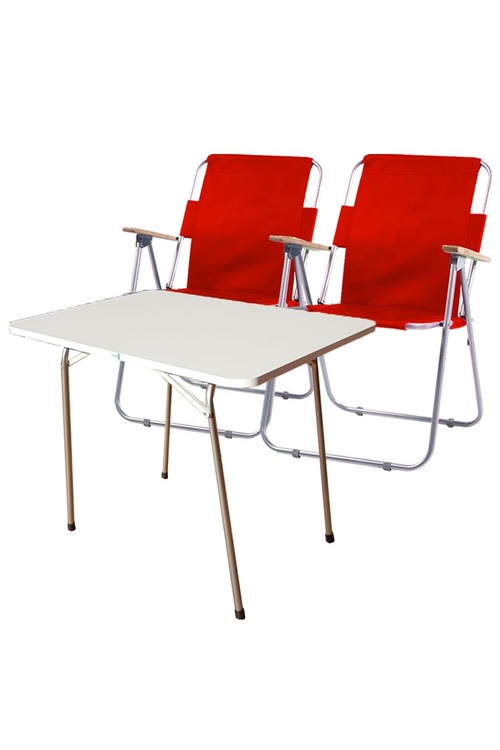 Yekta Piknik Masa ve Piknik Sandalye 2+1 Kırmızı Y585