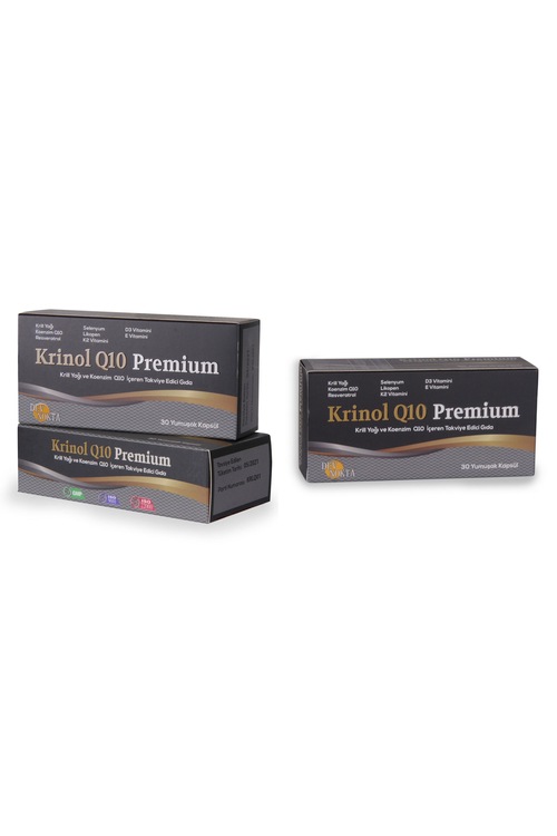 Krinol Q10 Premium - Krill Yağı ve Koenzim Q10 - 30 Kapsül-3 Kutu